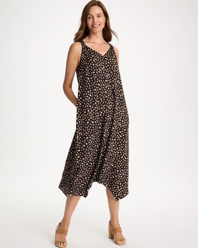 Rayon-Silk Asymmetrical Hem Dress - image 1